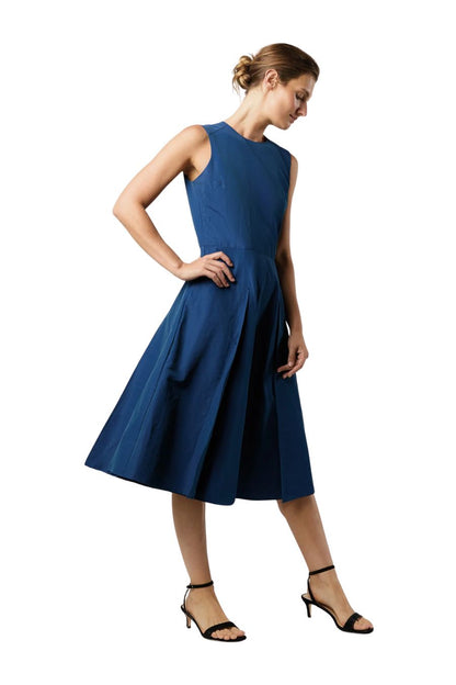 Arielle Dress in Petrol Nylon Faille