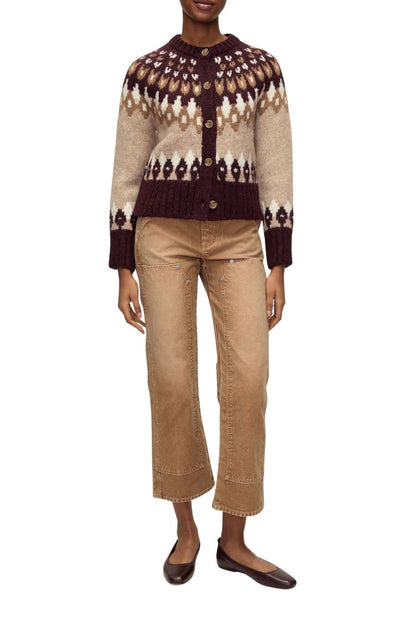 Christina Fairisle Cardigan in Raisin Multi