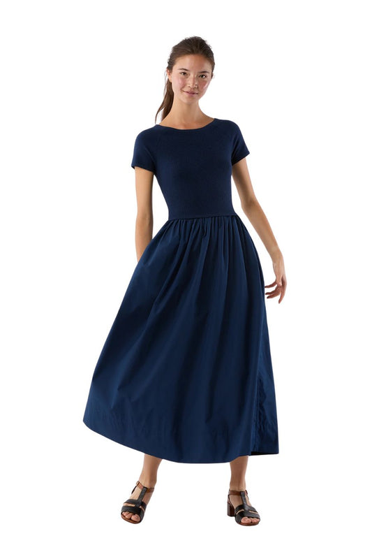 Cosette Dress in Bright Navy Cotton/Silk
