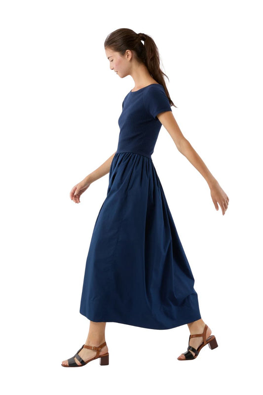 Cosette Dress in Bright Navy Cotton/Silk