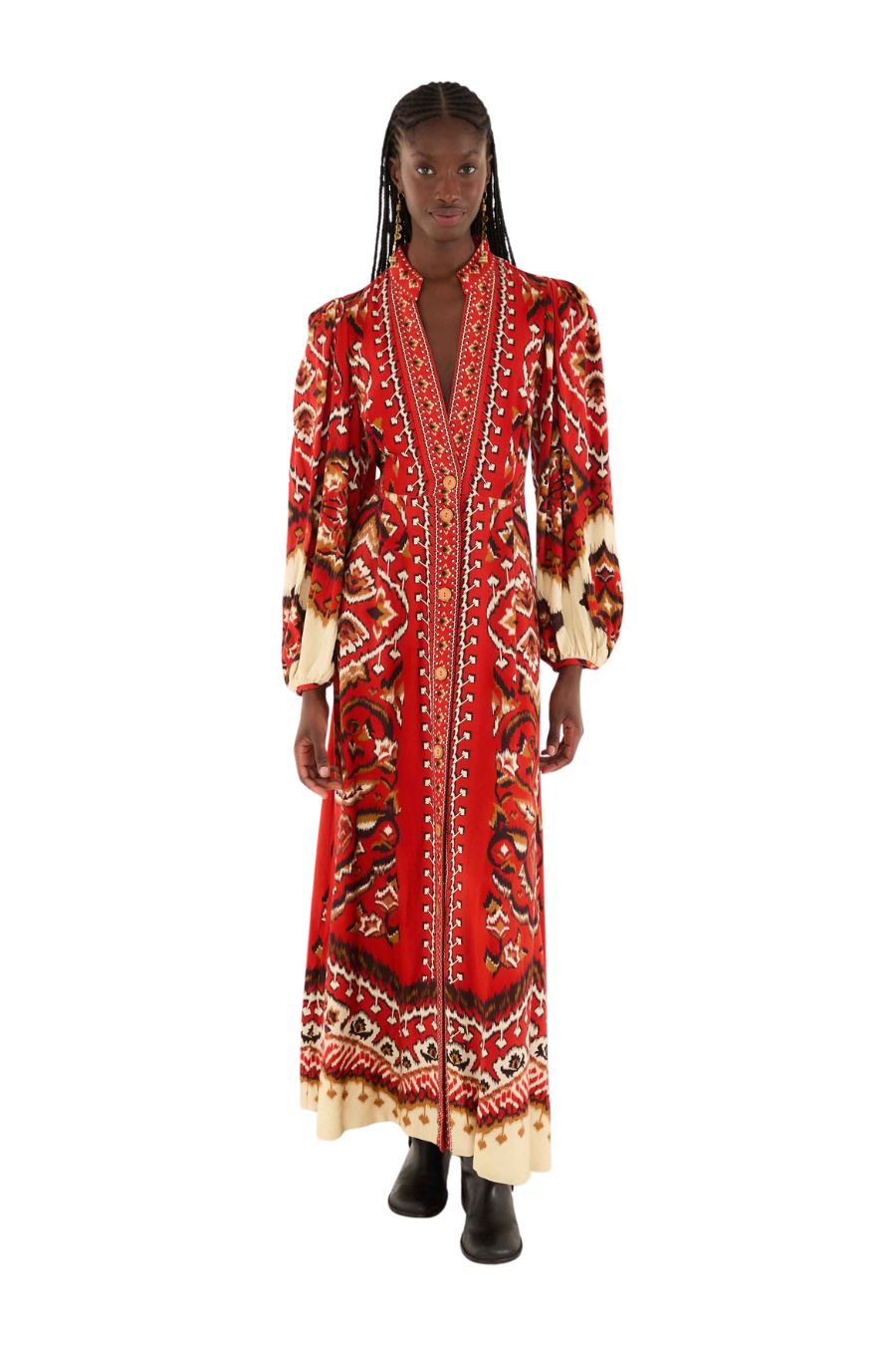 Cream Ainika Pineapple Ikat Maxi Dress