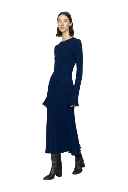 Rhea Knit Midi Dress in Navy