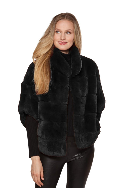 Rex Rabbit Dolman Jacket in Black