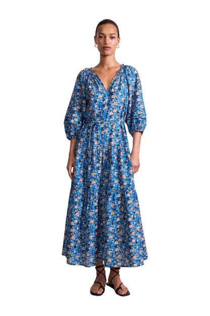 Long Sleeve Uva Dress in Florette Blue