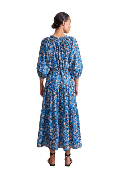 Long Sleeve Uva Dress in Florette Blue