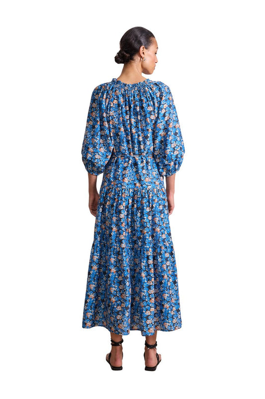 Long Sleeve Uva Dress in Florette Blue