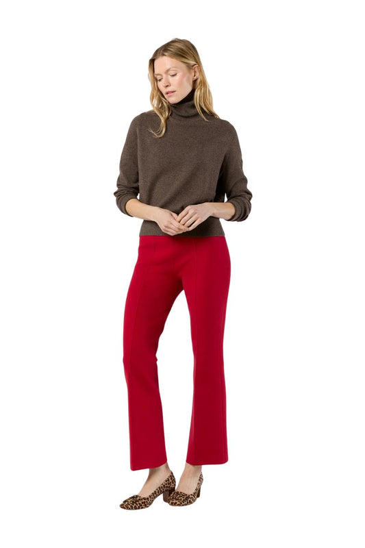 Lara Knit Flare Cropped Pant in Red Supima Cotton