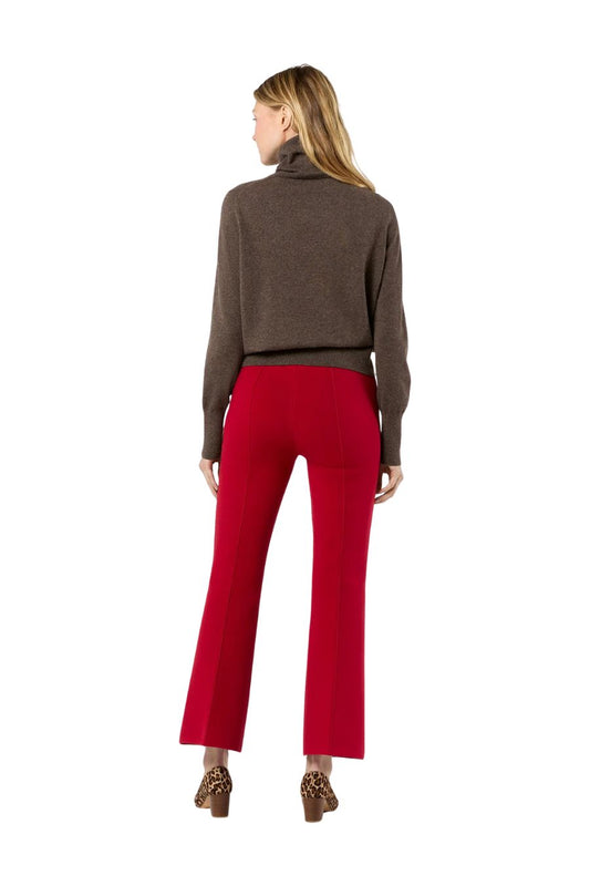 Lara Knit Flare Cropped Pant in Red Supima Cotton