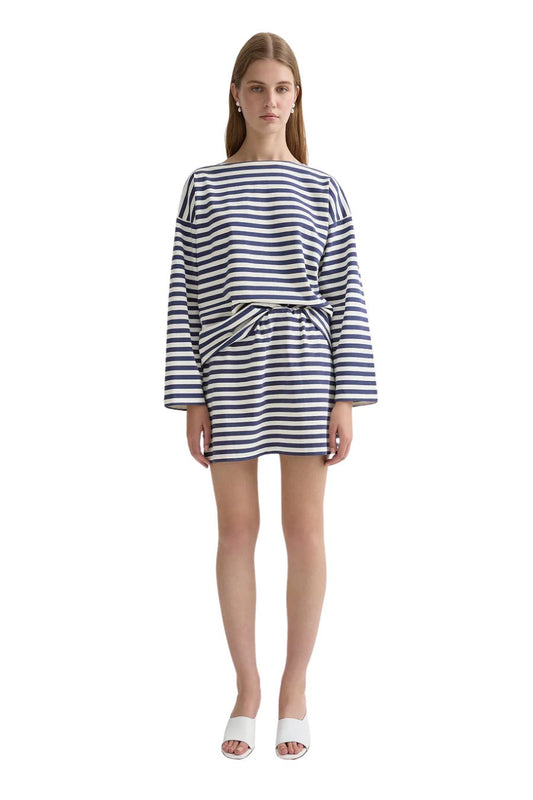 Haisley Skirt in Navy Stripe