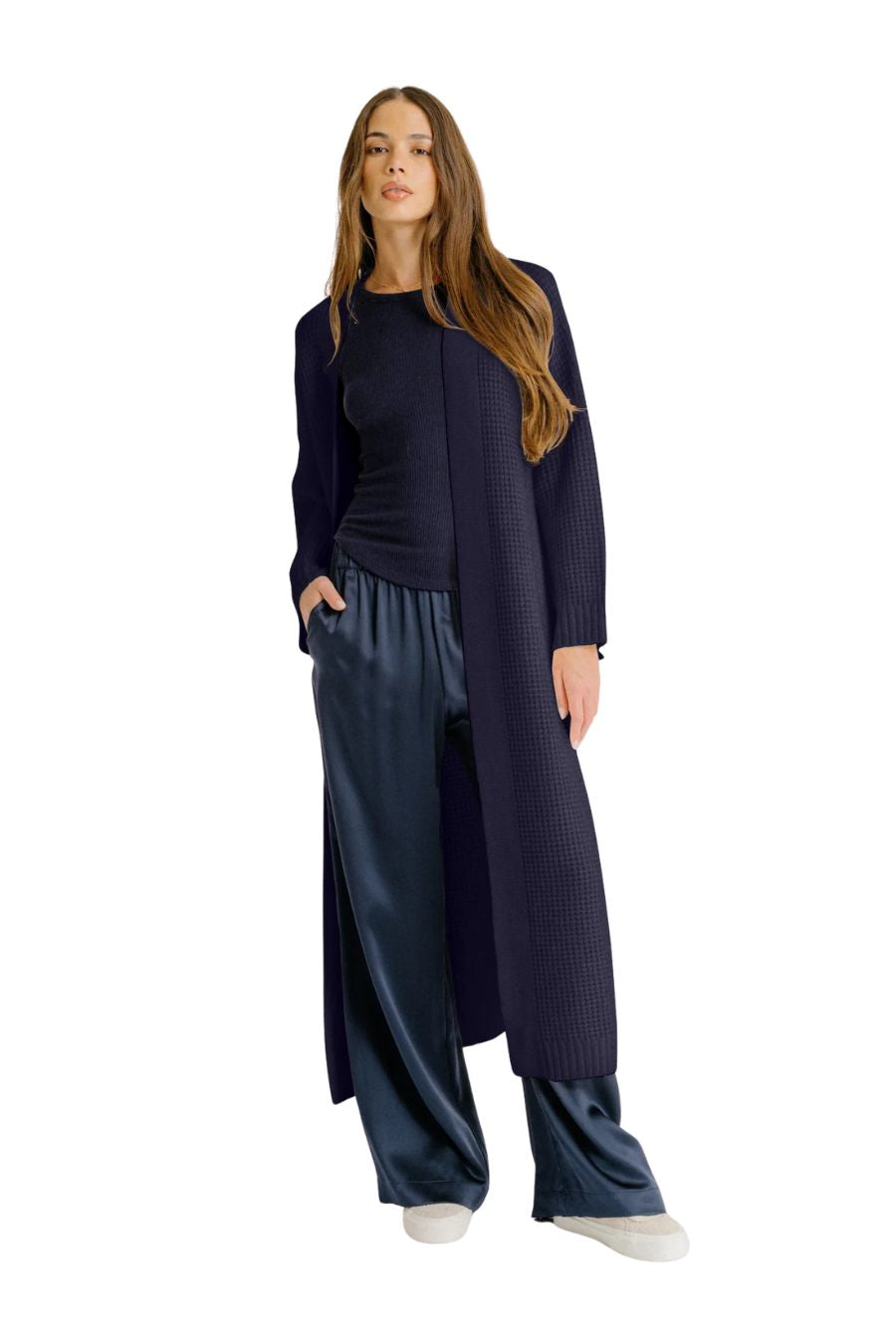 Cedar Slouchy Cashmere Duster in Midnight Navy