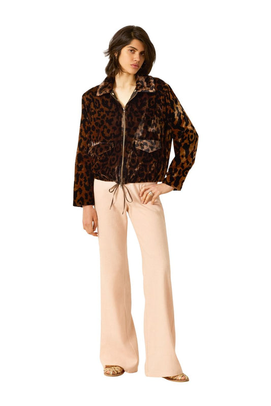 Lex Leopard Velvet Jacket in Dark Brown