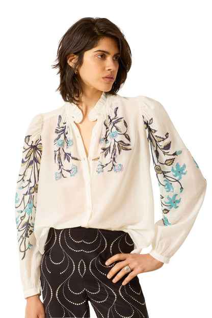 Annabel Misted Lily Shirt in Off-White