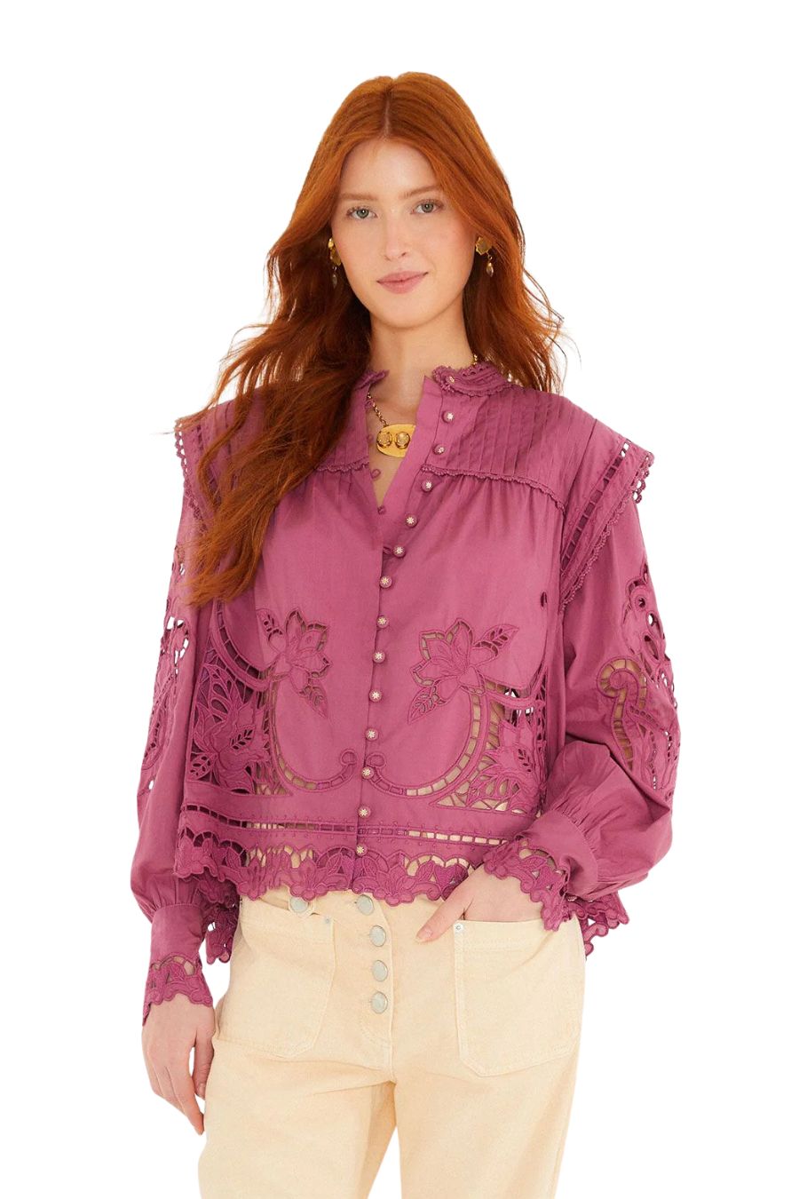 Pink Richilieu Blouse