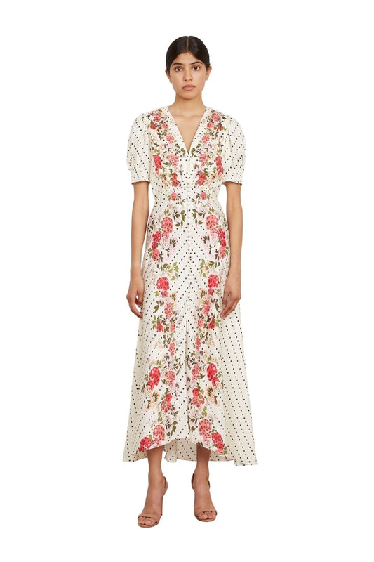 Lea Long Dress in Rouge Polka Dot