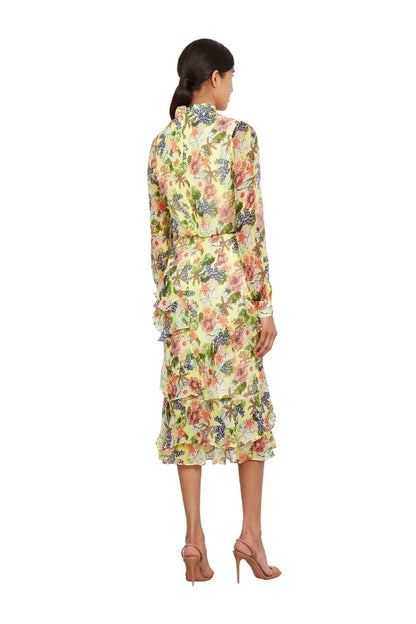 Isa Ruffle Dress in Plumeria Lemon