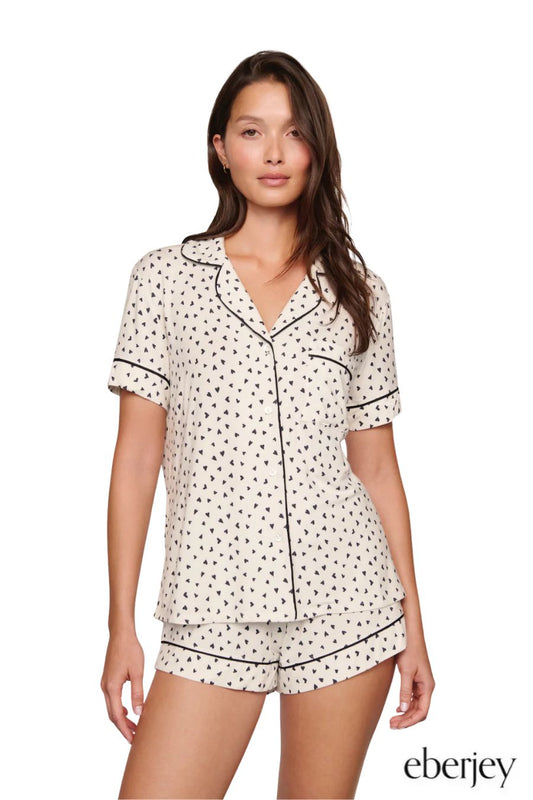 Gisele Relaxed Short PJ Set in Heart to Heart Black