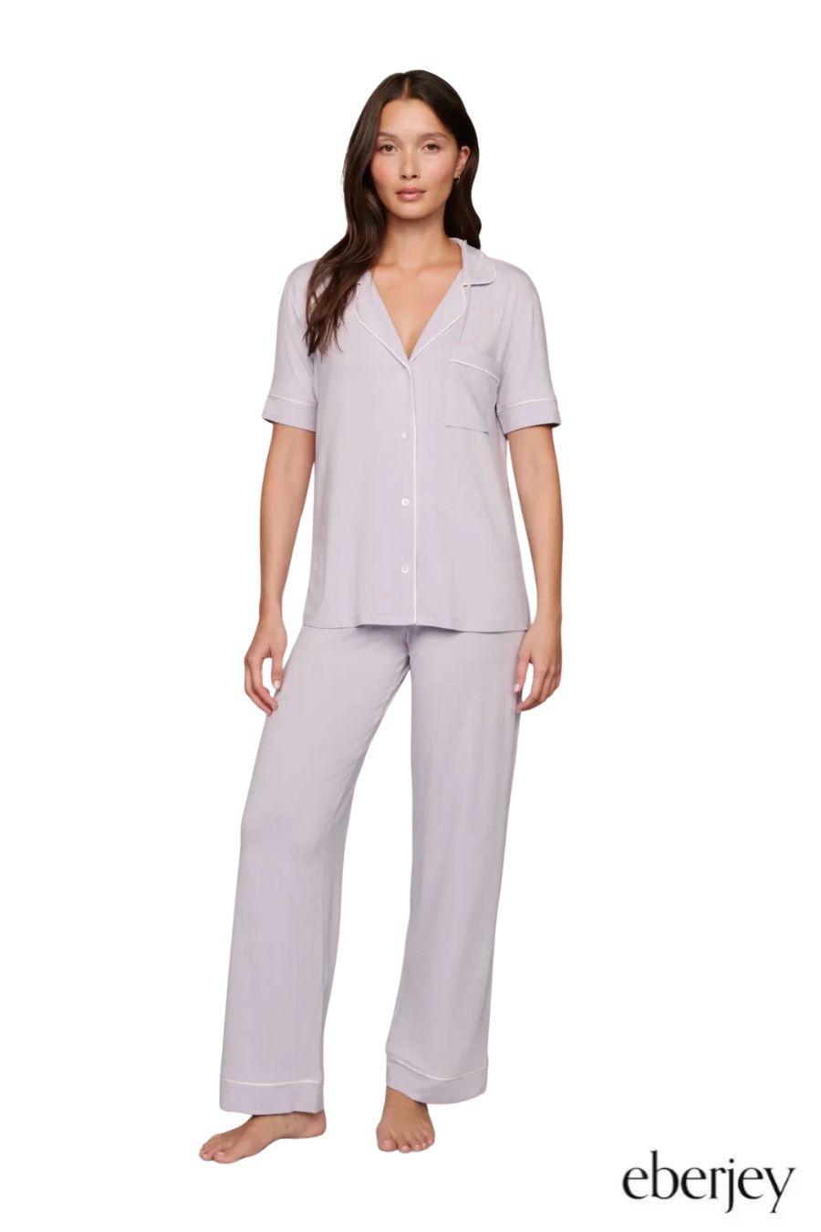 Gisele TENCEL™ Modal Short Sleeve & Pant PJ Set in Thistle/Ivory