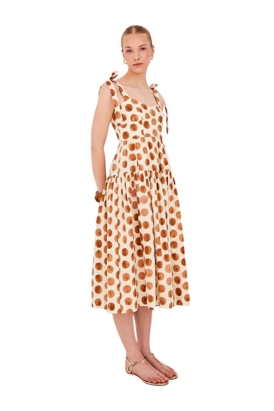 Faiza Dress in Celeste Spot Ginger