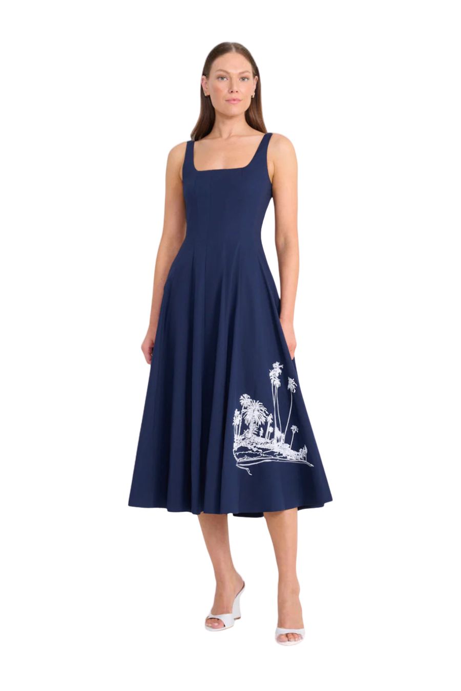 Wells Dress in Navy Embroidery