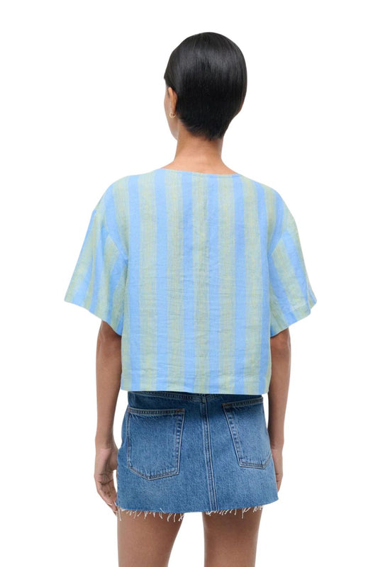Ava Linen Top in Seaport Stripe
