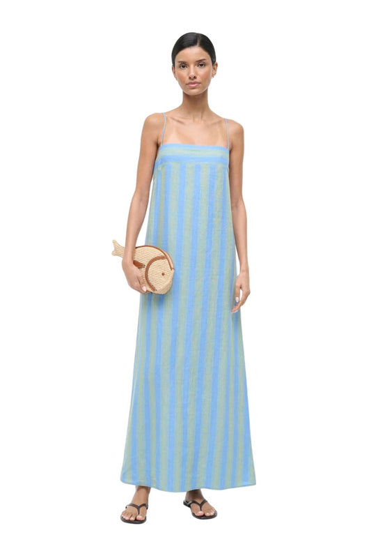 Laura Linen Dress in Seaport Stripe