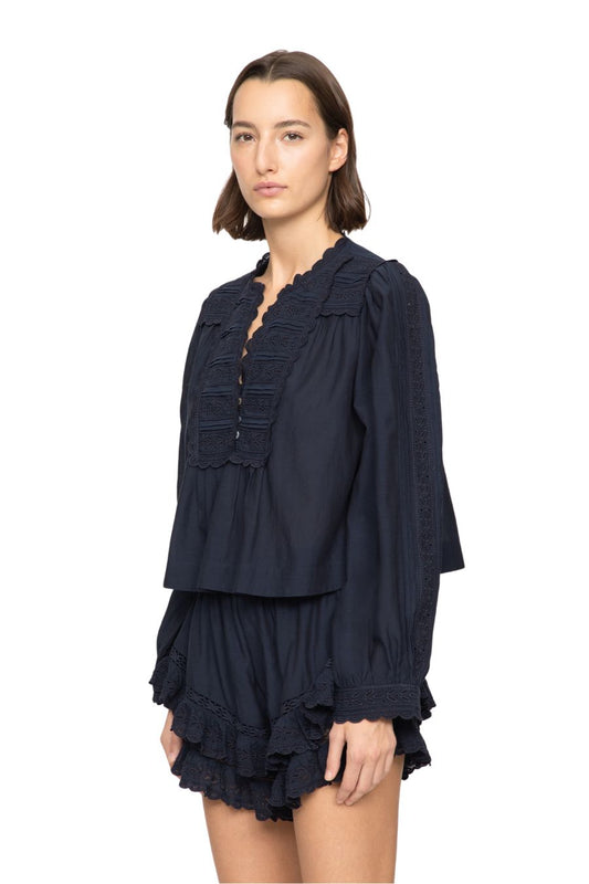 Eliza L/S Top in Navy