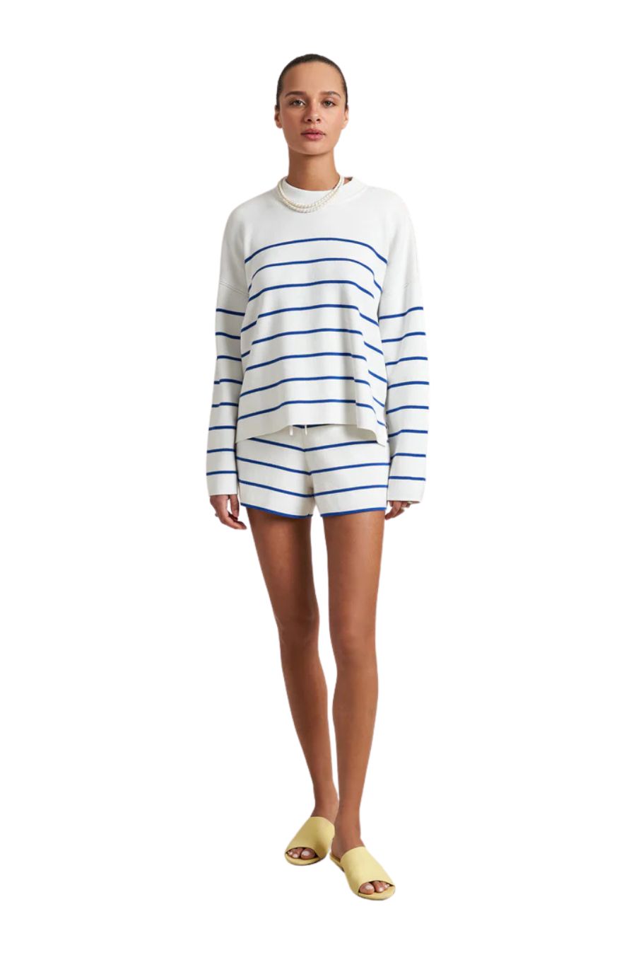 Leo Sweater in Cream/Cobalt