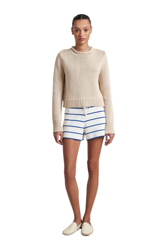 Leo Short in Cream/Cobalt