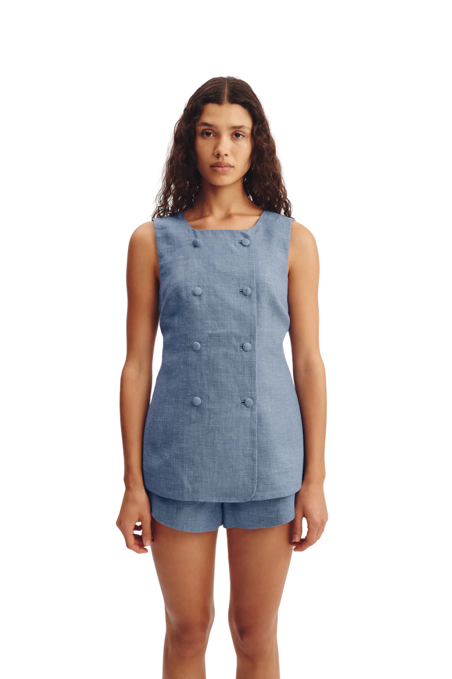 Thea Vest in Steel Blue
