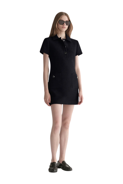 Marcie Cotton Boucle Mini Dress in Deep Navy