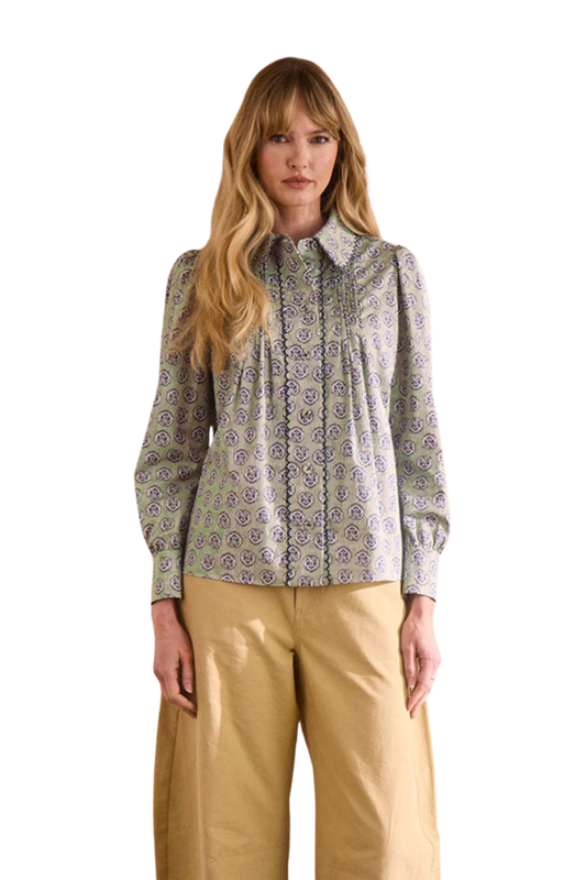 James Shirt in Navy Bird Block