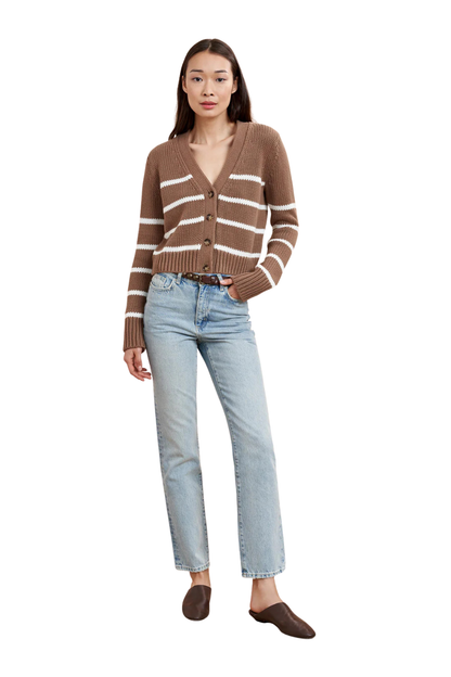 Mini Marina Cardigan in Tan/Cream