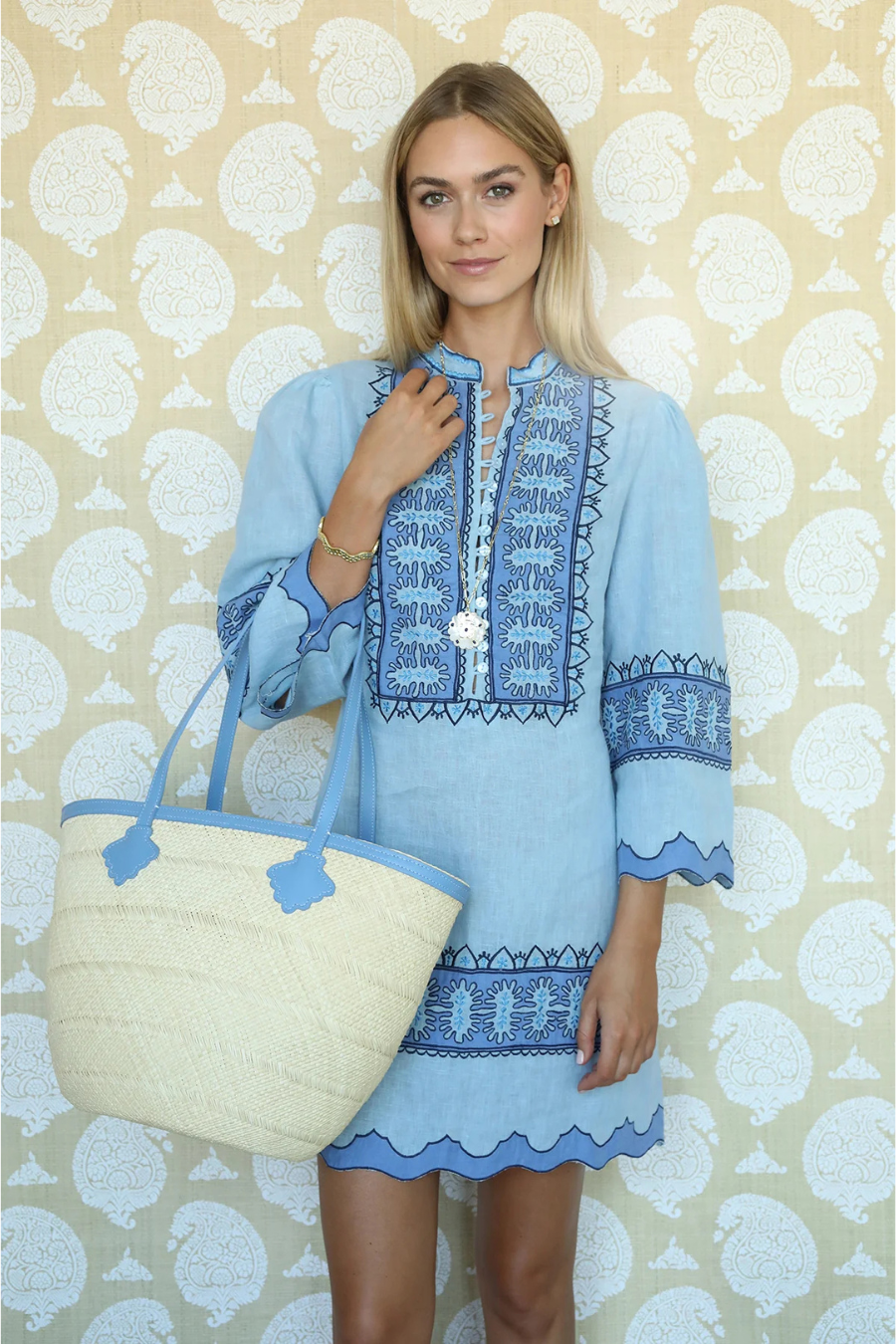 Sabine Mini Dress in Light Blue