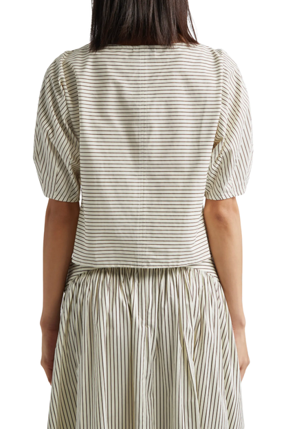 Didi Top in Ivory/Dark Oak Micro Stripe