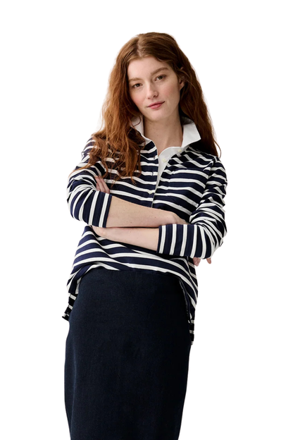 Franny Rugby Polo in Navy/White