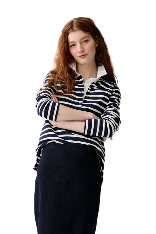Franny Rugby Polo in Navy/White