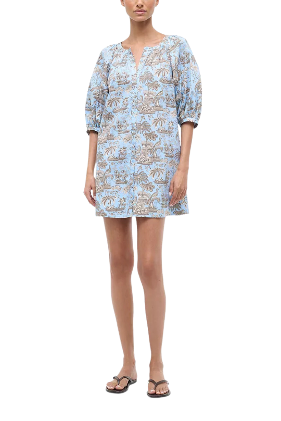 Vincent Mini Dress in Sky Toile