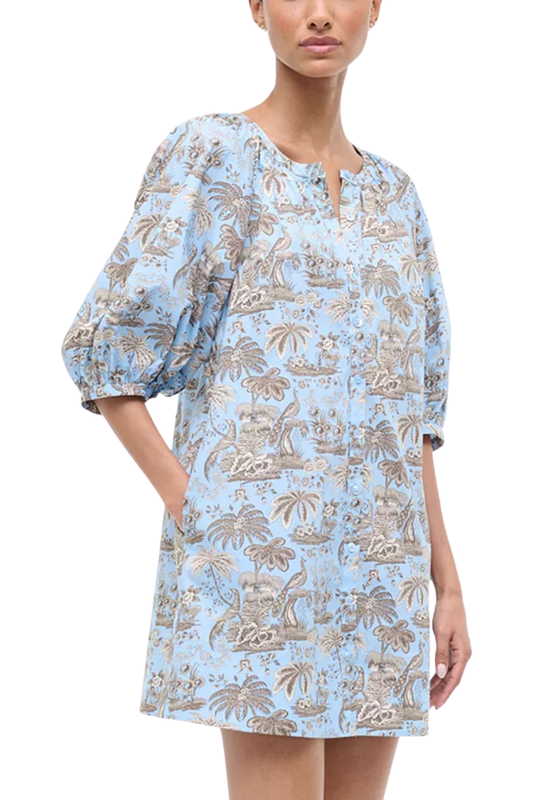 Vincent Mini Dress in Sky Toile