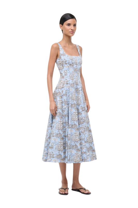 Wells Dress in Sky Toile