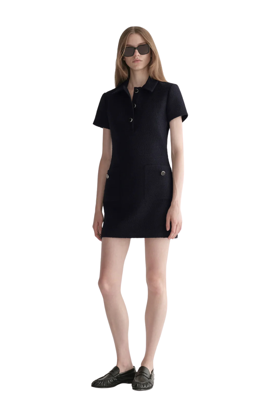 Marcie Cotton Boucle Mini Dress in Deep Navy