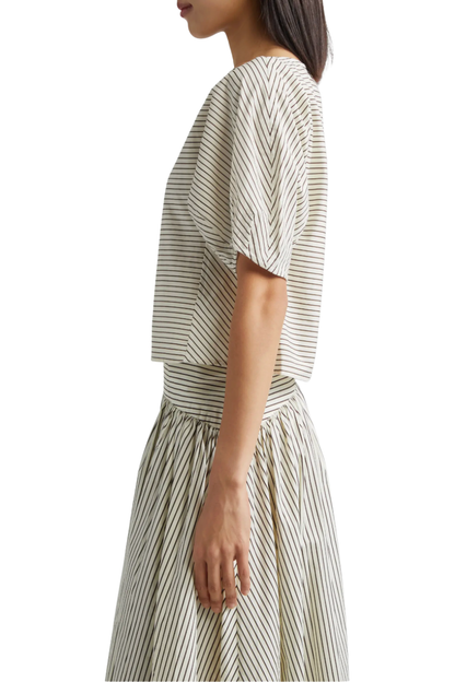 Didi Top in Ivory/Dark Oak Micro Stripe