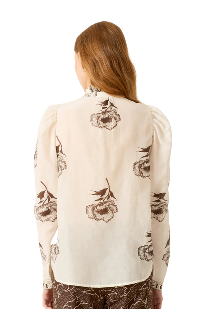 Artemis Obsidian Poppy Shirt in Off-White