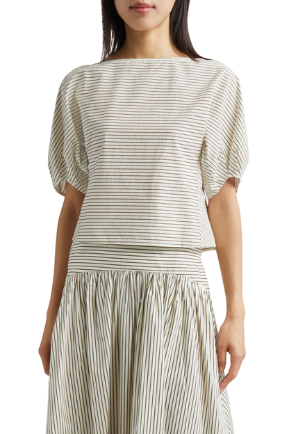 Didi Top in Ivory/Dark Oak Micro Stripe
