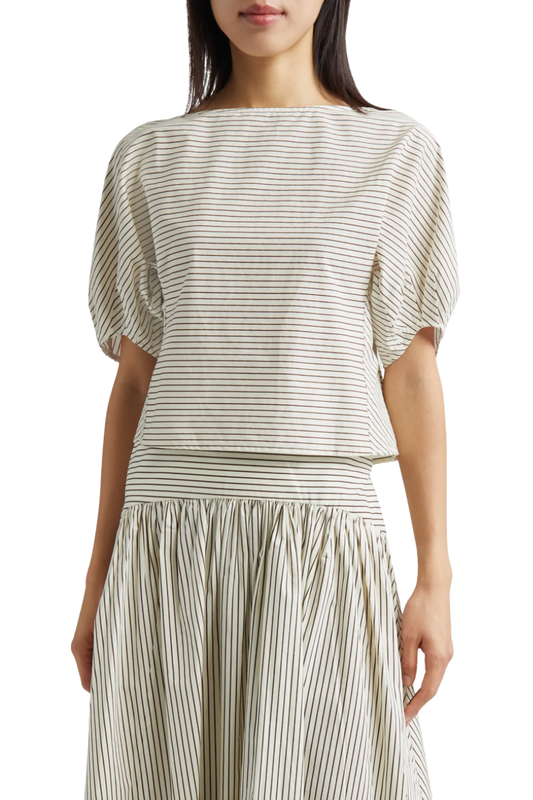Didi Top in Ivory/Dark Oak Micro Stripe