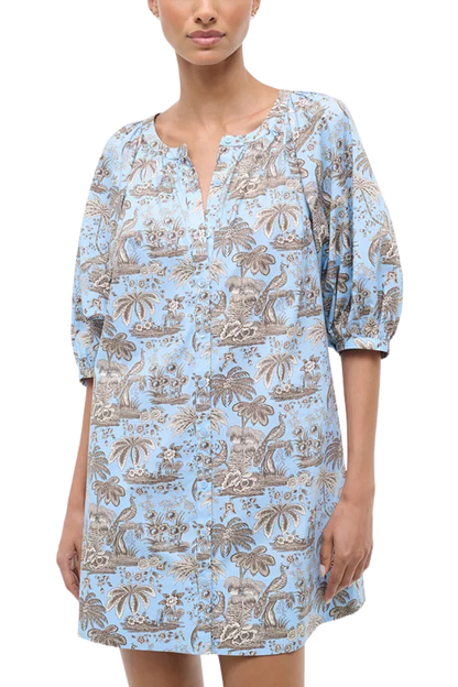 Vincent Mini Dress in Sky Toile