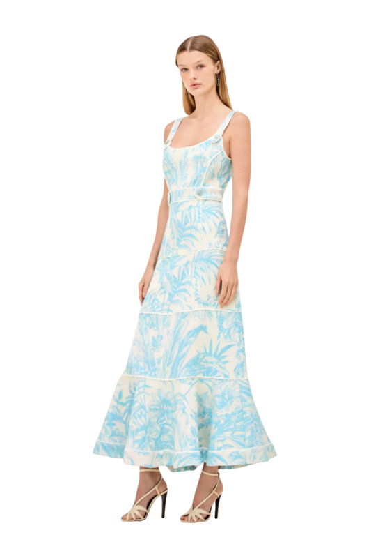 Kayleen Dress in Aqua Palm