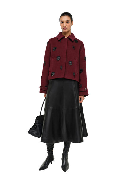 Ryma Leather Midi Skirt in Black