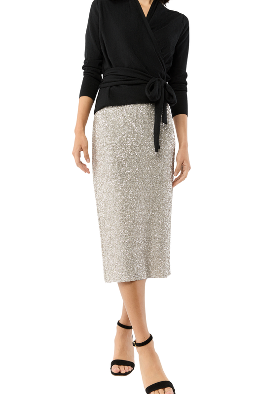 Pull-On Skirt with Silver Sequins