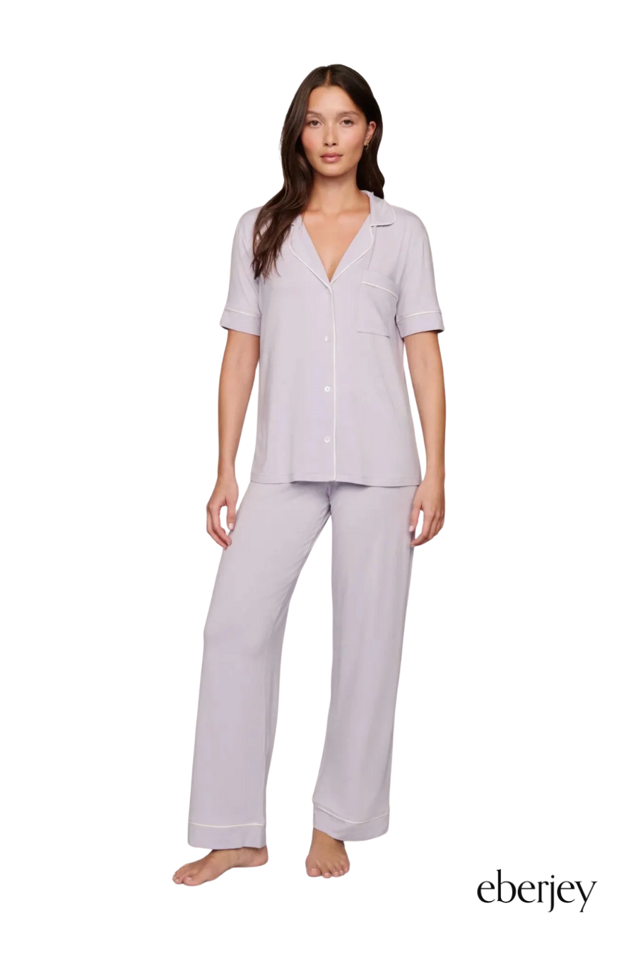 Gisele TENCEL™ Modal Short Sleeve & Pant PJ Set in Thistle/Ivory