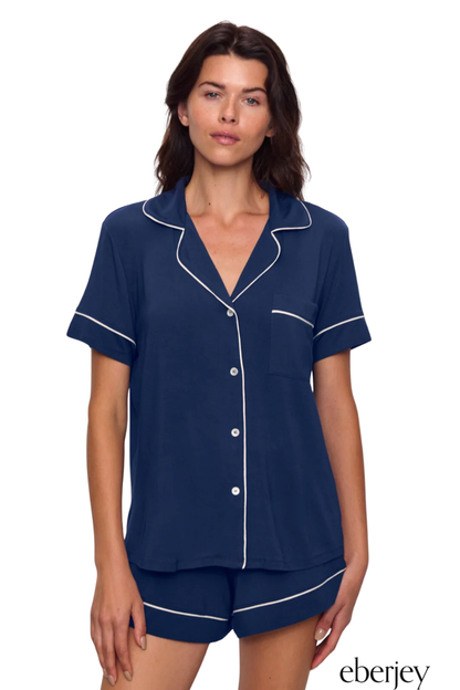 Gisele TENCEL™ Modal Shortie Short PJ Set in Navy/Ivory